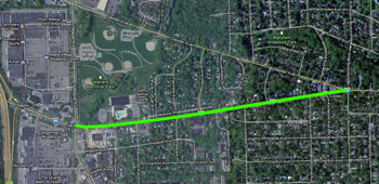 Segment of Jackson Road recommended for 4-to-3 lane conversion