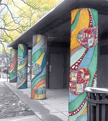Illustration by Mary Thiefels of her proposed mural at Allmendinger Park.