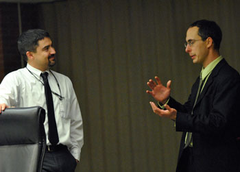 Left to right: Paul Fulton, with the city's IT department, and Chuc Warpehoski (Ward 5)