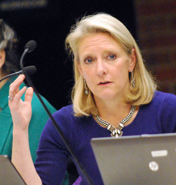 Ward 2 council member Sally Petersen at the city council's Jan. 13 work session on economic health.