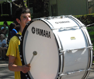 The Huron High School drumline marched in the parade.
