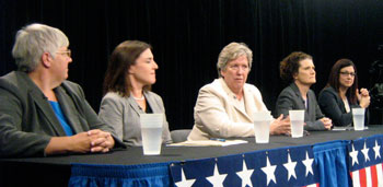 Probate court candidates from left: Jane Bassett, Tamara Garwood, Constance Jones, Julia Owdziej and Tracy Van den Bergh.